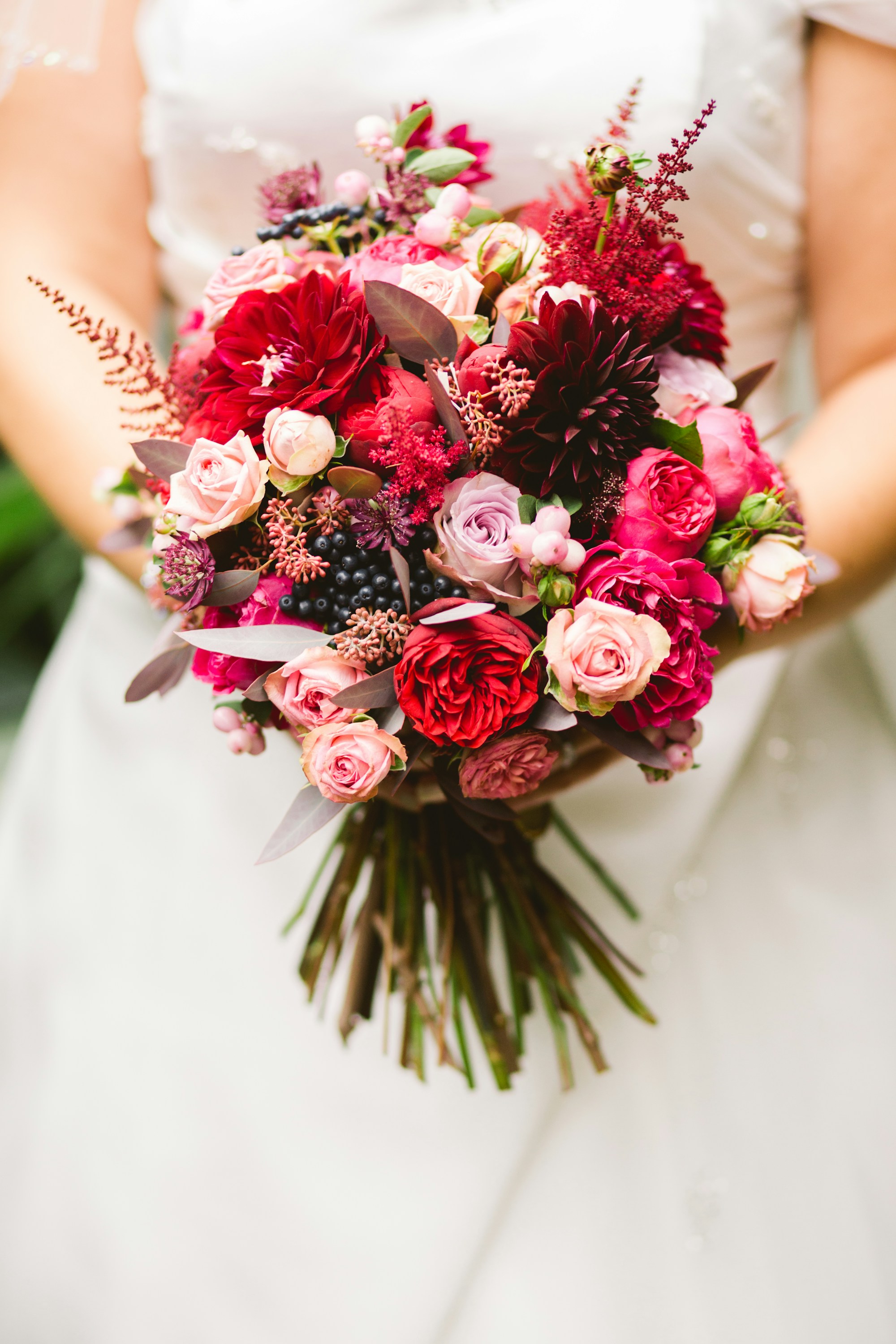 Burgundy bridal bouquet by Brume